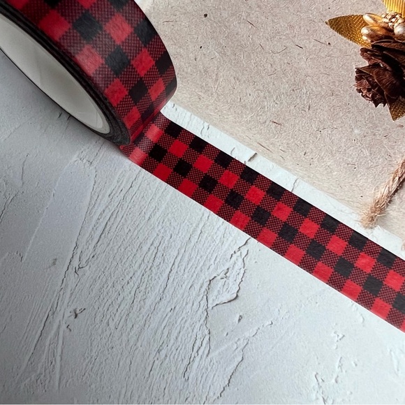 Buffalo Plaid, Traditional Christmas Plaid, Washi Tape, 1 Full Roll - Picture 7 of 8